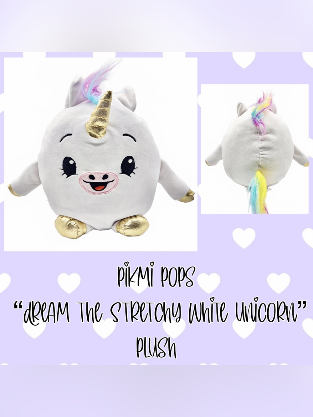 Moose ~ Pikmi Pops “Dream the Stretchy White Unicorn” Plush (2017)